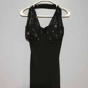Black dress with sequin top